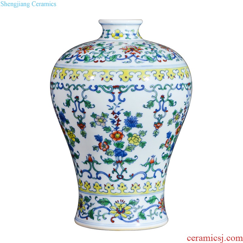 Jingdezhen ceramics high imitation colour dragon emperor qianlong pea green gourd flower vase home sitting room adornment