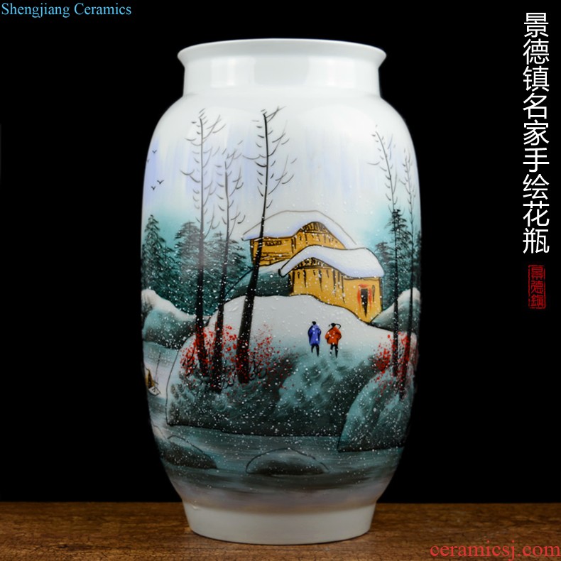 Jingdezhen ceramics powder enamel luminous vase living room flower arranging furnishing articles household decorations arts and crafts