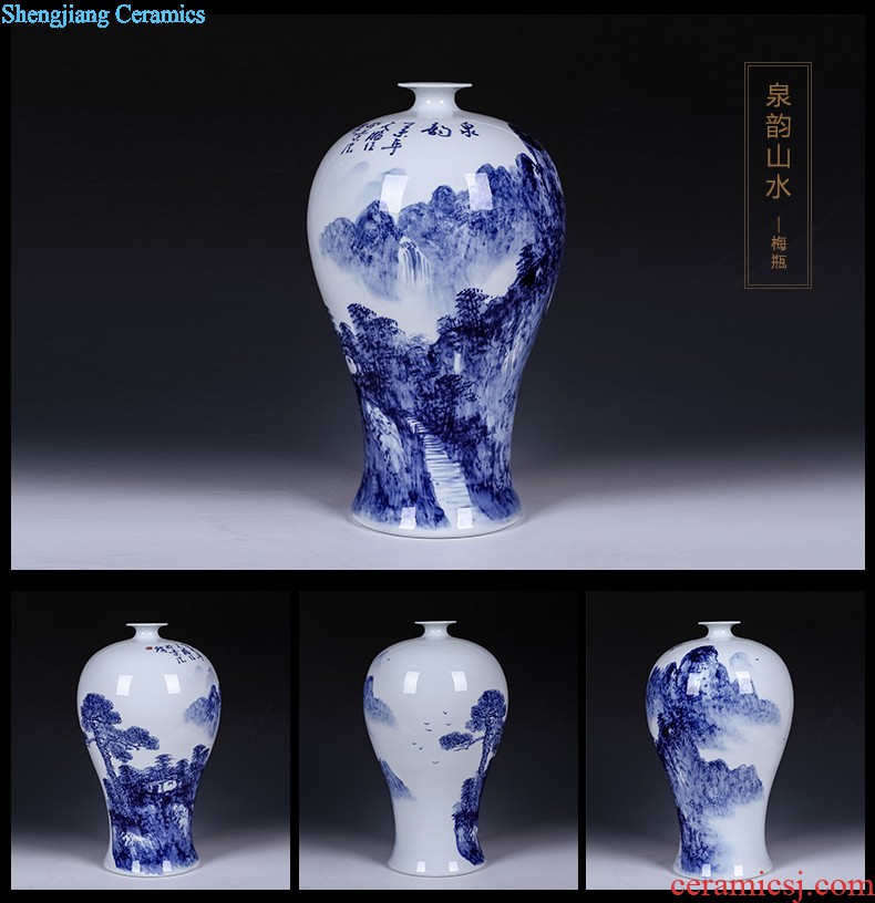 Jingdezhen ceramics Shadow blue variable color glaze vase flowers Fashion contracted home sitting room adornment is placed