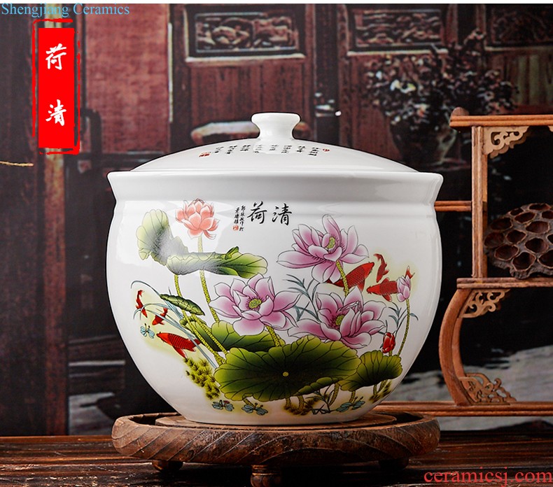 Merry jingdezhen porcelain ceramic barrel 10 jins 20 jins magnesium 2 ricer box pickles pickled meat jar with cover money-box