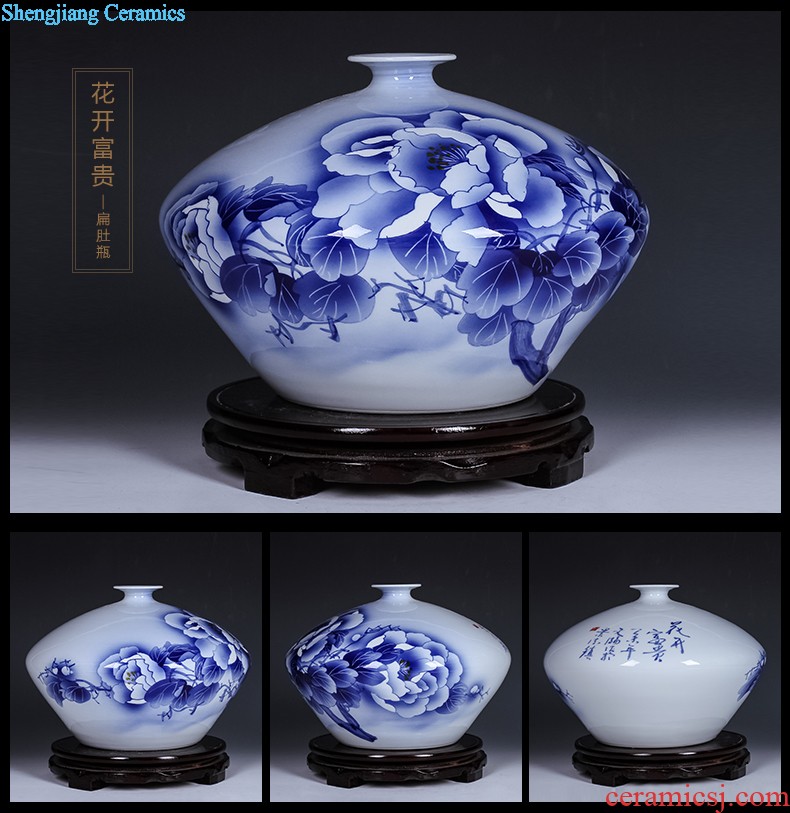 Jingdezhen ceramics Shadow blue variable color glaze vase flowers Fashion contracted home sitting room adornment is placed