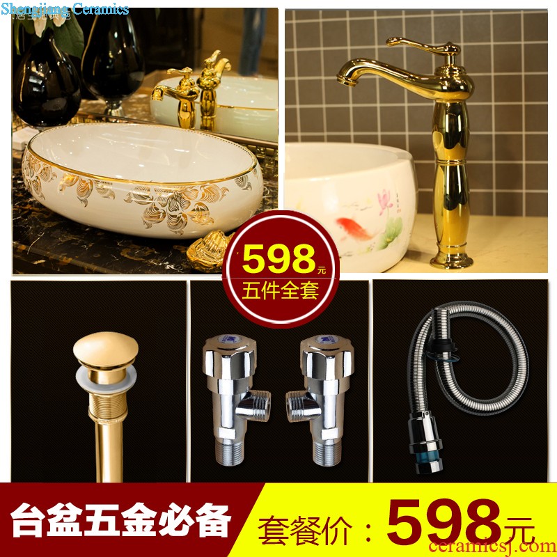 Koh larn, qi stage basin to jingdezhen ceramic lavabo that defend bath lavatory basin art boat form gold peony