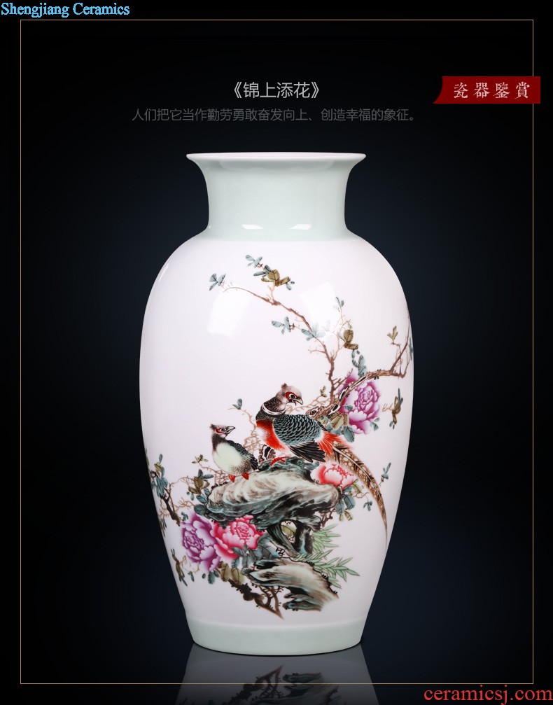 New Chinese style of jingdezhen ceramics creative hand-painted flowers and birds three-piece floret bottle of home sitting room adornment is placed