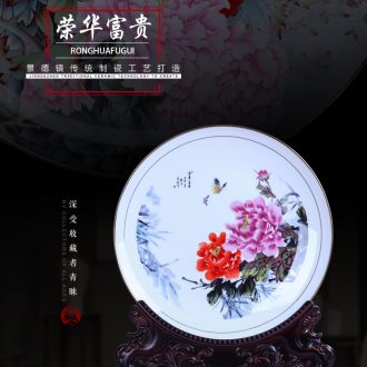 Jingdezhen ceramics furnishing articles Hand painted lotus decoration hanging dish sit plate new sitting room of Chinese style household arts and crafts