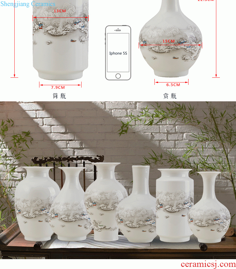 Jingdezhen ceramics The quartet lucky bamboo vase The living room table decoration flower art handicraft furnishing articles