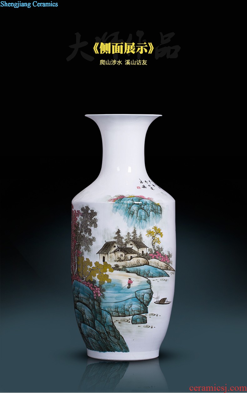 Jingdezhen ceramics antique Chinese landscape painting vase home sitting room adornment is placed the calligraphy and painting scroll cylinder