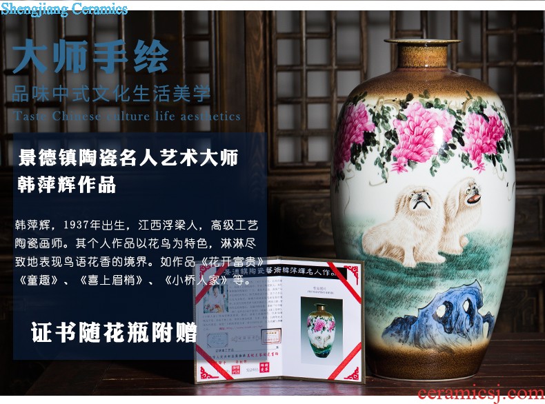 Jingdezhen ceramic floor big vase archaize hand-carved yueyang sitting room adornment is placed opening gifts