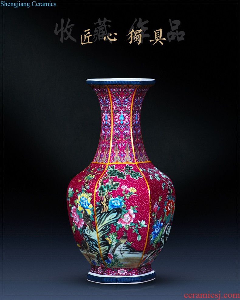 Jingdezhen ceramics of large vases, large hand-painted scenery sitting room of Chinese style household decorations manual quiver