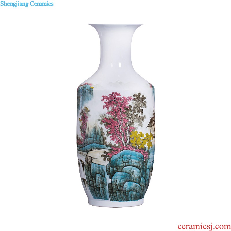 Jingdezhen ceramics antique Chinese landscape painting vase home sitting room adornment is placed the calligraphy and painting scroll cylinder