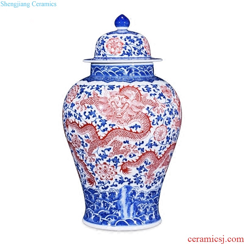 Jingdezhen ceramics hand-painted pastel flower vase sitting room porch study Chinese style home decoration collection furnishing articles