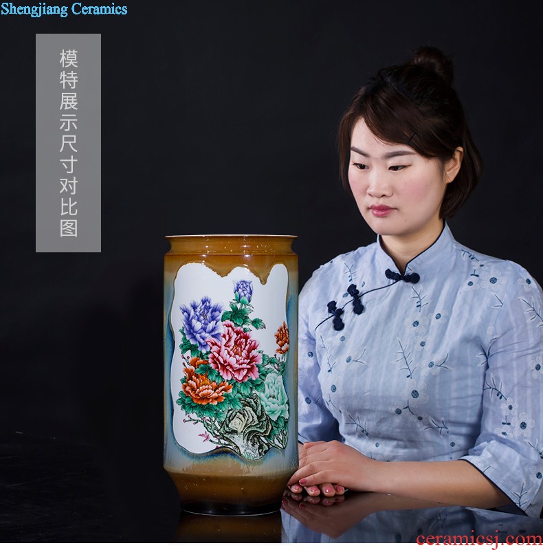 Jingdezhen ceramics famous hand-painted flower arranging device of blue and white porcelain vase furnishing articles rich ancient frame sitting room decoration