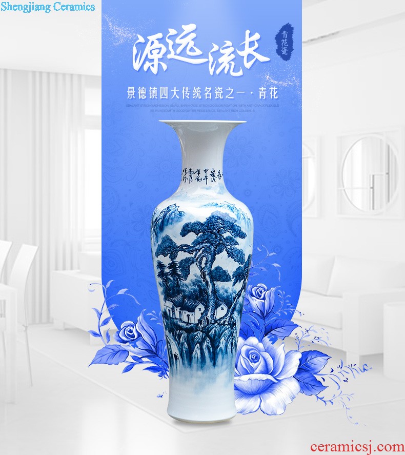 Hand-painted fruits of large vase blue and white porcelain of jingdezhen ceramics living room TV ark adornment furnishing articles