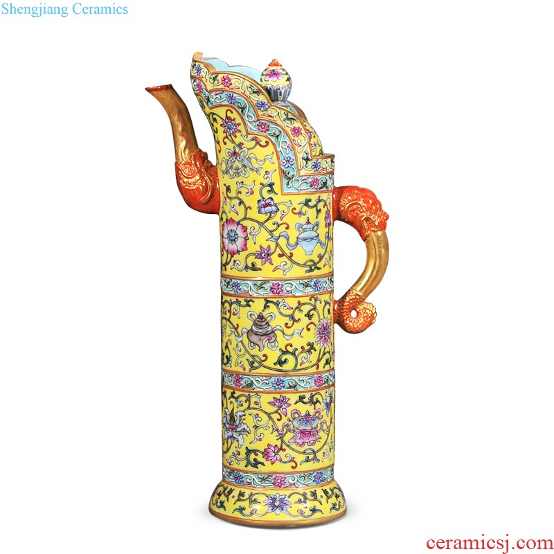 Jingdezhen imperial kiln chinaware imitation kangxi alum red paint dragon grain long-necked vase the celestial sphere sitting room collection furnishing articles