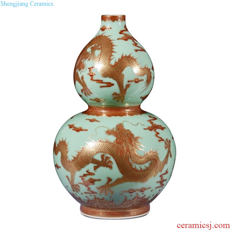 Jingdezhen ceramics hand-painted pastel dried flowers big vase book picture scroll of Chinese style household adornment of contemporary sitting room is placed