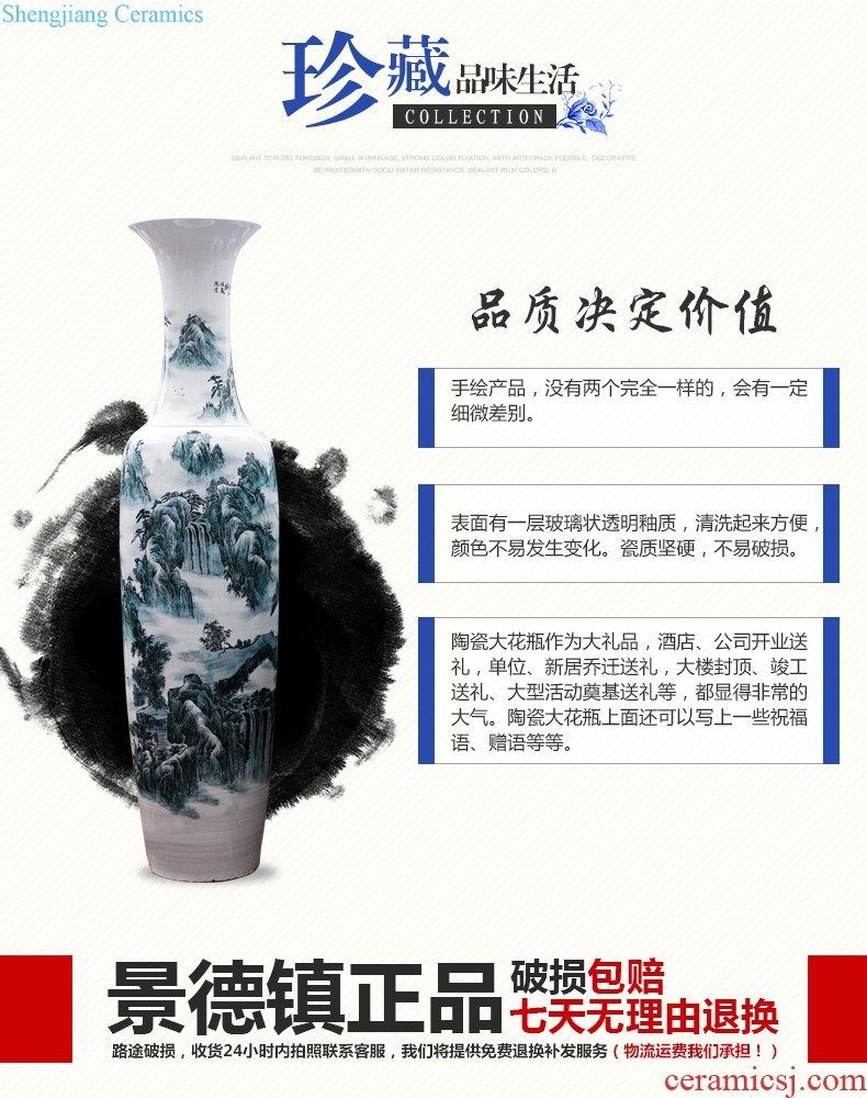 Sf52 jingdezhen ceramic floor big vase hand-painted splendid sunvo color ink landscape Chinese sitting room adornment is placed