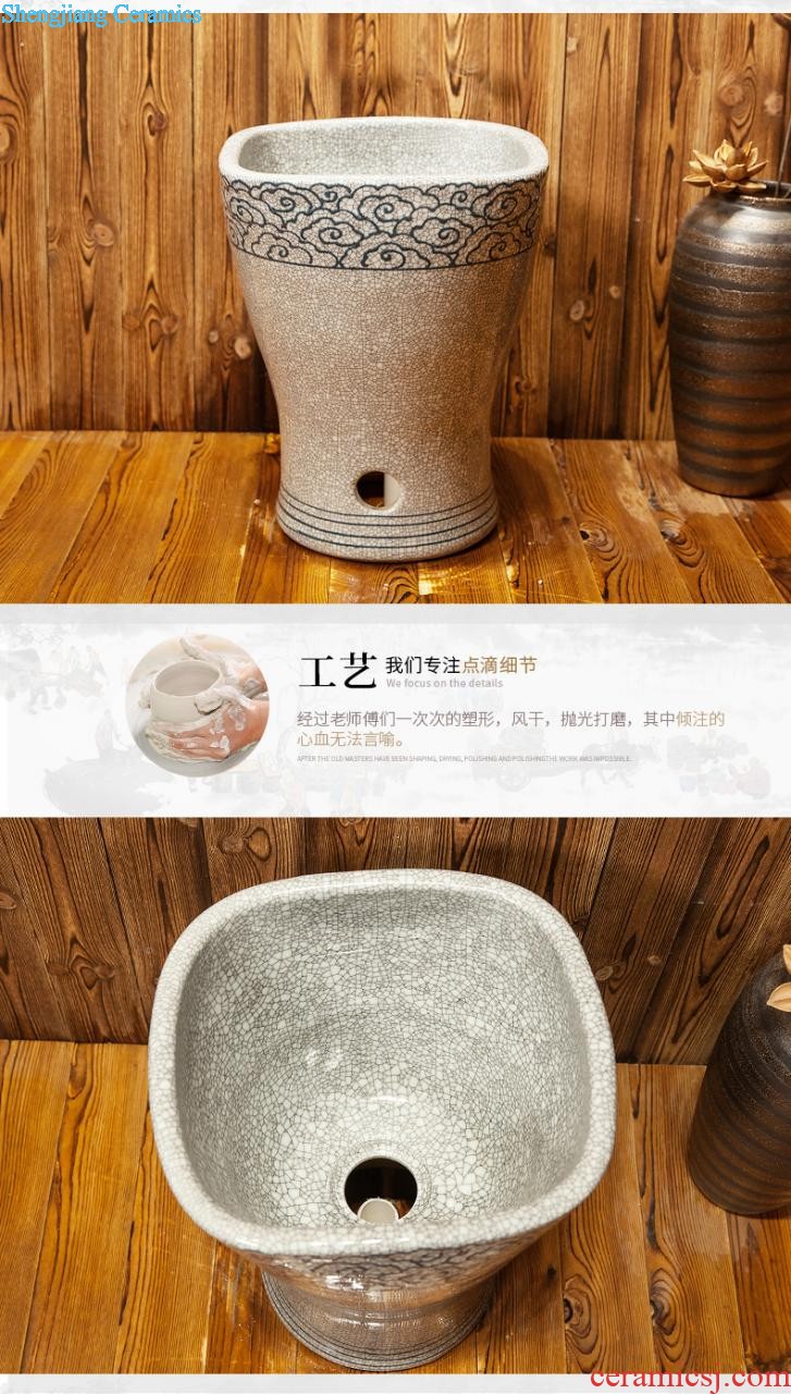 M beautiful ceramic art basin mop mop pool ChiFangYuan one-piece mop pool of 40 cm diameter ink lotus
