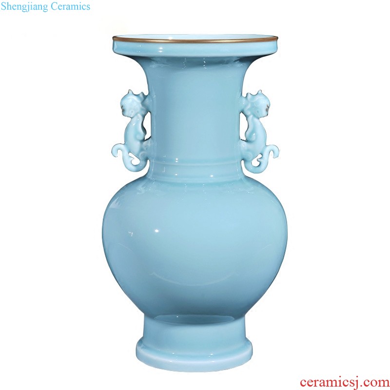 Jingdezhen ceramics imitation qing qianlong blue-and-white youligong red dragon grain big plum bottle of the sitting room porch decoration vase furnishing articles