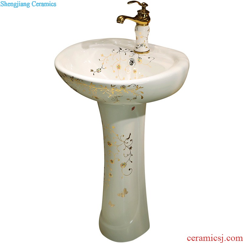 Gold cellnique ceramics column basin floor balcony Europe type lavatory basin creative one-piece column basin basin