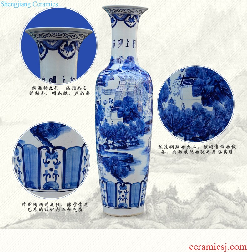 Master of jingdezhen ceramics vase hand-painted shadow blue paint pomegranate bottles of Chinese style living room decoration office furnishing articles