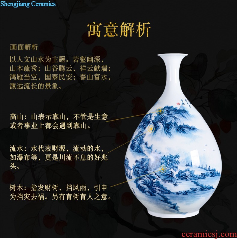 D2 jingdezhen ceramics binaural high landing big vase furnishing articles flower arranging archaize sitting room decoration home decoration