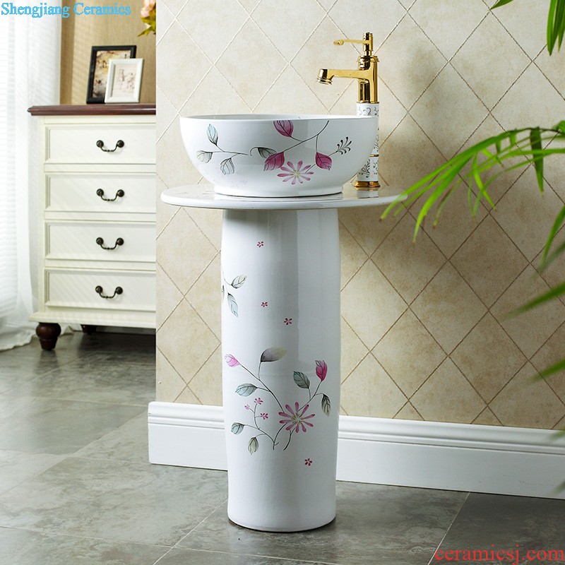 Archaize ceramic basin of pillar type lavatory sink basin integrated the balcony floor pillar toilet