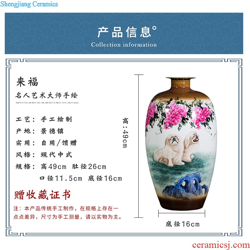 Jingdezhen ceramic floor big vase archaize hand-carved yueyang sitting room adornment is placed opening gifts