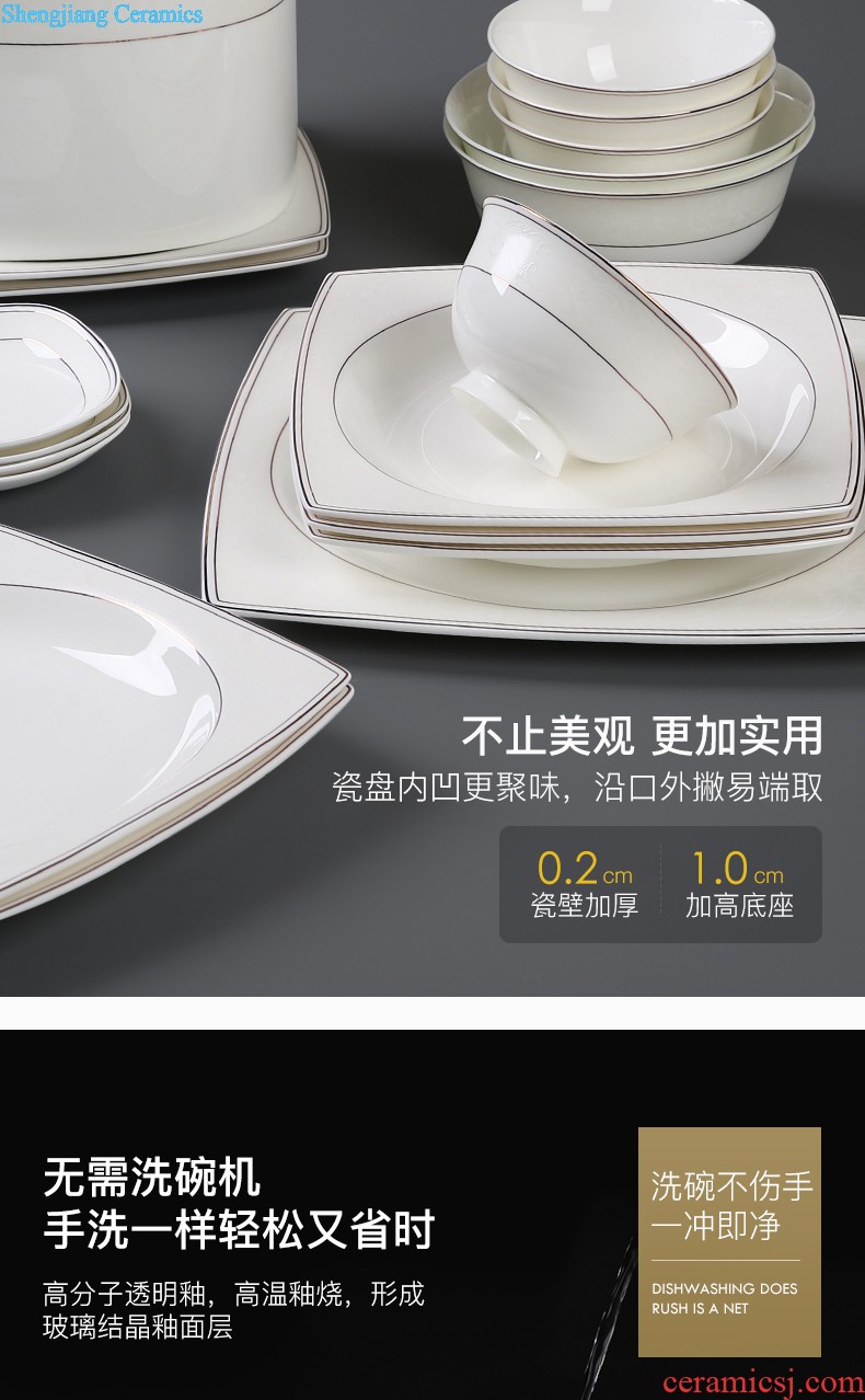 European style phnom penh dish suits home dish bowl chopsticks Jingdezhen ceramic dishes bone porcelain tableware suit jade