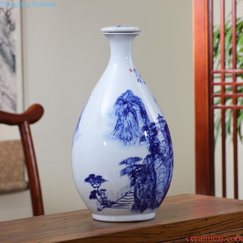 Jingdezhen ceramics hand-painted blue and white porcelain vase general storage jar jar of furnishing articles of new Chinese style household ornaments