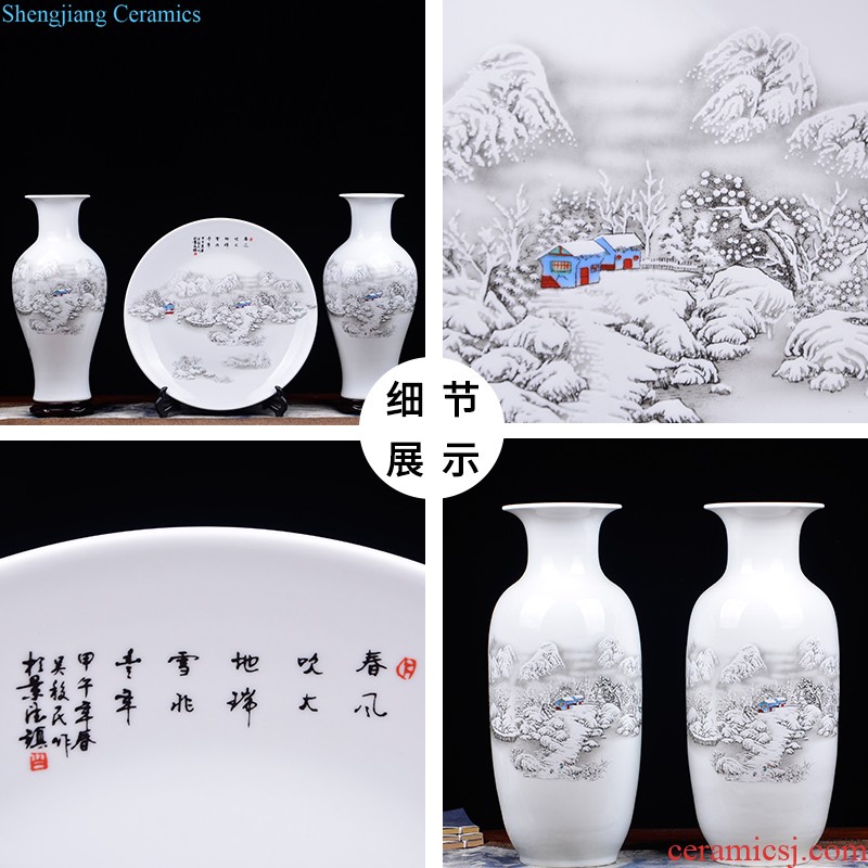 Blue and white porcelain of jingdezhen ceramics qingming scroll of large vases, home sitting room adornment is placed large