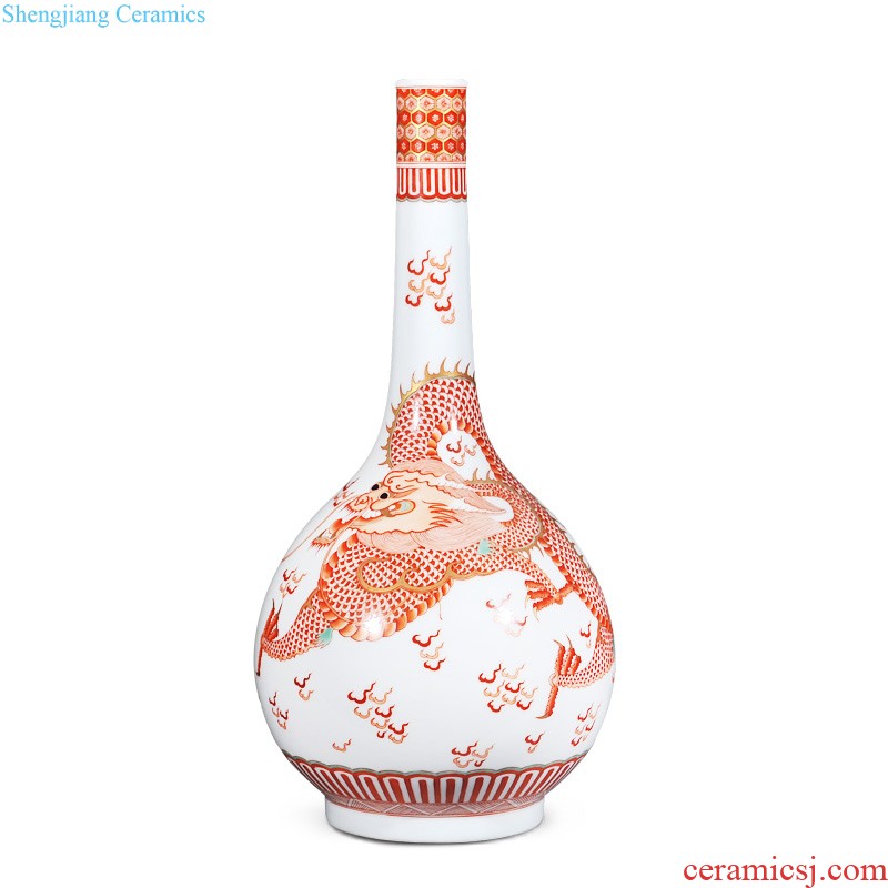 Jingdezhen imperial kiln chinaware imitation qianlong offering sitting room adornment colour pastel blue flowers poetry bottle collection furnishing articles