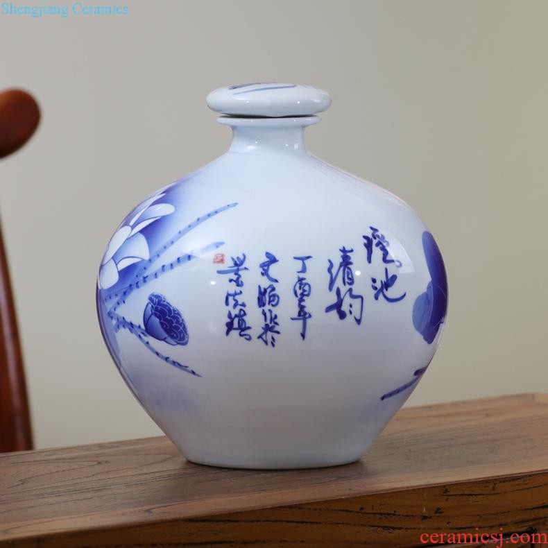 Jingdezhen ceramics hand-painted blue and white porcelain vase general storage jar jar of furnishing articles of new Chinese style household ornaments