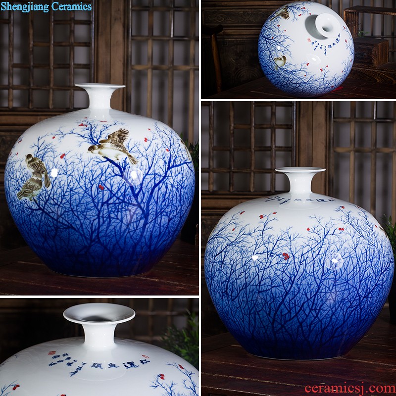 Famous master of jingdezhen ceramics hand-painted gold rat blue and white porcelain vase prosperous wealth sitting room adornment handicraft furnishing articles