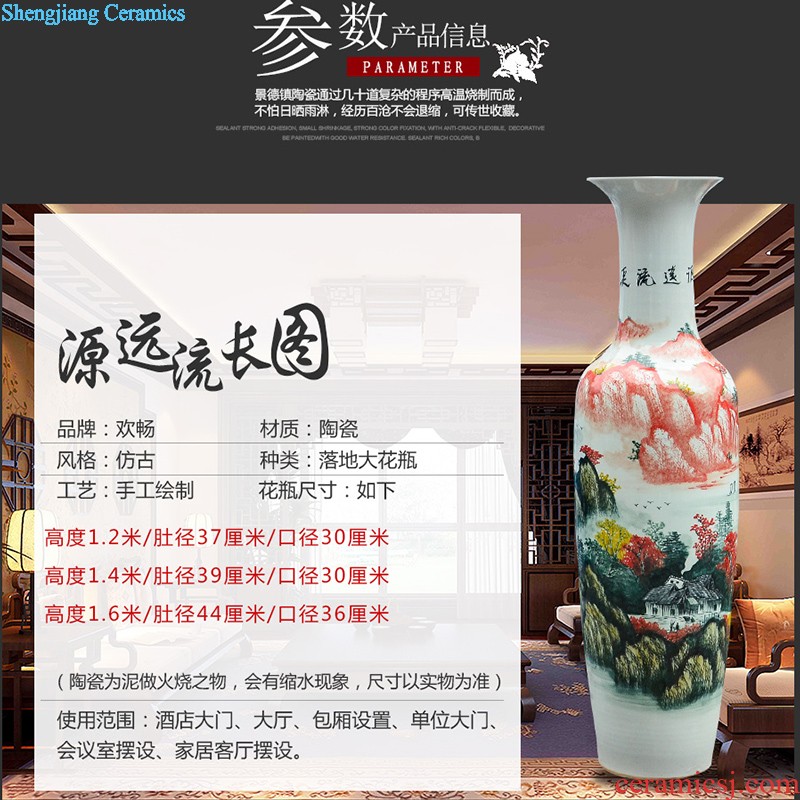 E197 jingdezhen ceramics of large blue and white porcelain vase and landscape painting home sitting room adornment is placed his feet