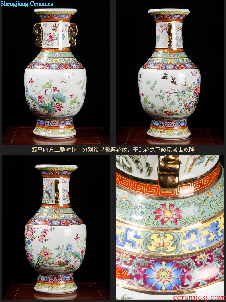 Jingdezhen ceramic large vases, flower arranging Chinese landscape painting home sitting room porch place large high decoration