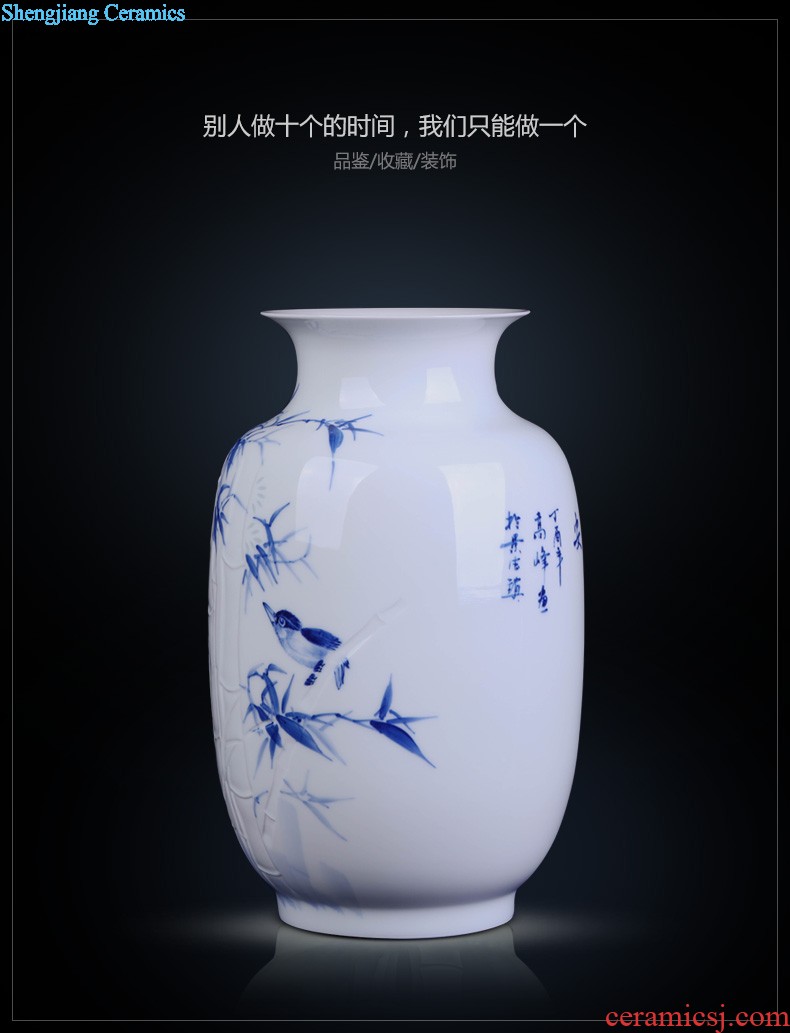 Jingdezhen ceramics vase Hand painted blue and white porcelain chun connect FuXin Chinese style decoration crafts are sitting room