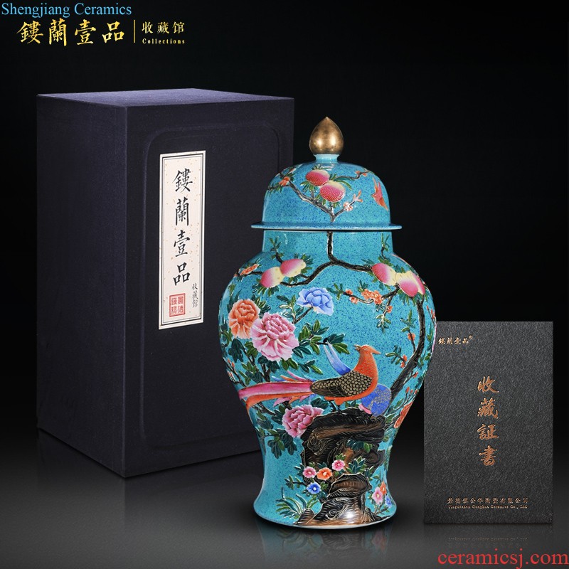 Jingdezhen blue and white youligong big ceramics imitation qing qianlong vase Chinese style living room home decoration collection furnishing articles