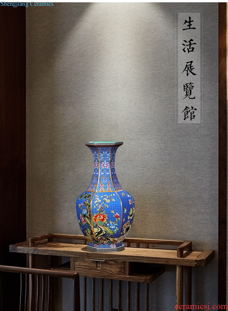 Jingdezhen ceramics of large vases, large hand-painted scenery sitting room of Chinese style household decorations manual quiver