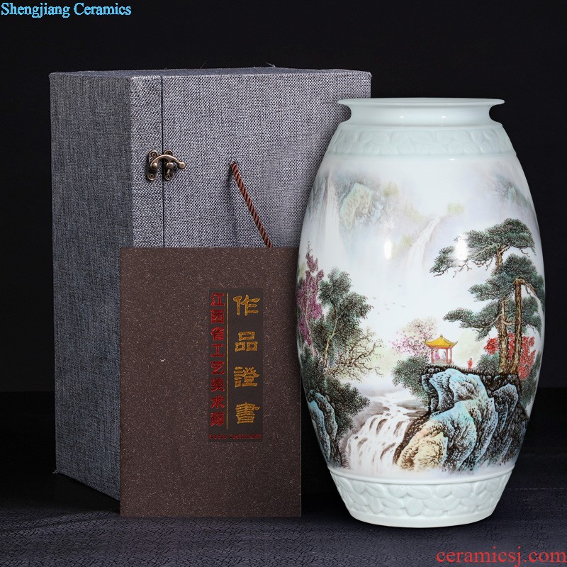 Jingdezhen ceramics vase Wang Yunxi hand-painted golden blue and white porcelain is good news Contemporary sitting room handicraft furnishing articles