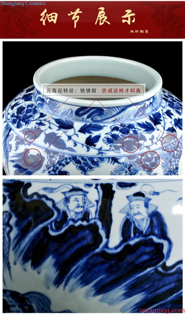 Jingdezhen ceramics and exquisite knife clay under the green glaze hand-painted color vases, flower arranging flowers is contemporary and contracted sitting room