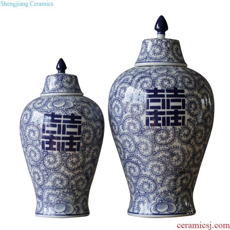 Rain tong home |/blue and white porcelain is the plum flower drum marriage room multi-functional furnishing articles furnishing articles ornaments of jingdezhen ceramics