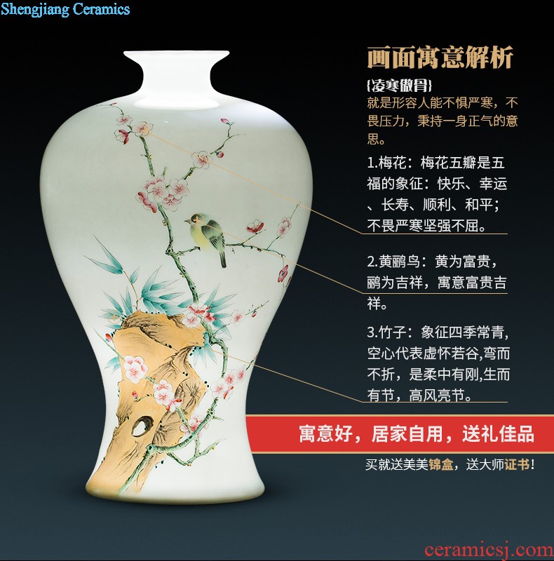 Jingdezhen ceramic masters hand-painted vases furnishing articles bamboo report peaceful living room TV cabinet porch decoration business gifts