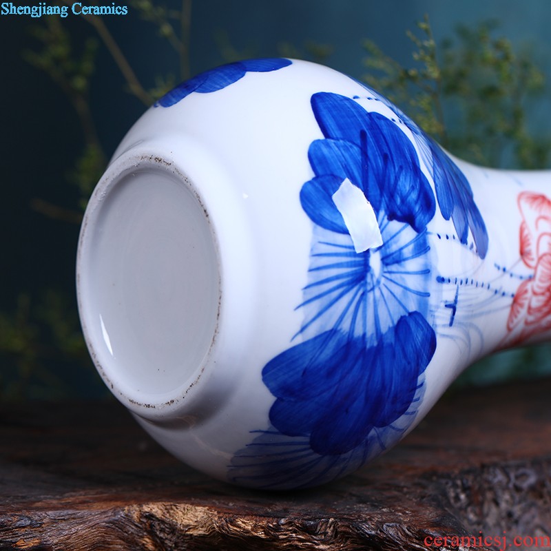 Jingdezhen ceramics Hand-painted scenery mei bottles of blue and white porcelain vase New Chinese flower arranging furnishing articles sitting room adornment