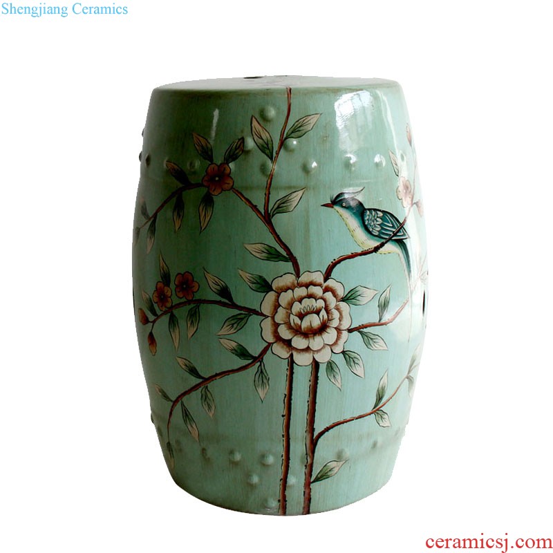 New Chinese style European rural jingdezhen temperature hand-painted ceramic stool drum stool dressing change stool drum pier ruffles few shoe