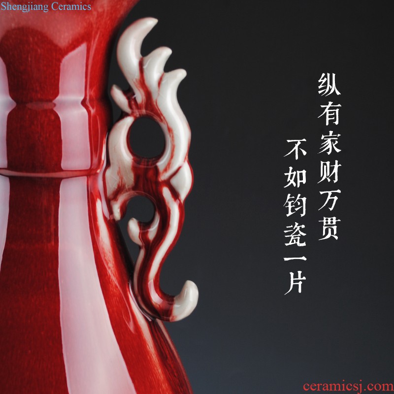 Jingdezhen ceramic vase furnishing articles Chinese red a thriving business big gourd flower arranging flower implement modern home decoration