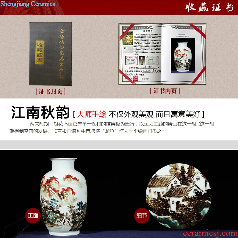 Amorous feelings of jingdezhen ceramics hand-painted songjiang vase furnishing articles New Chinese style household TV ark sitting room adornment