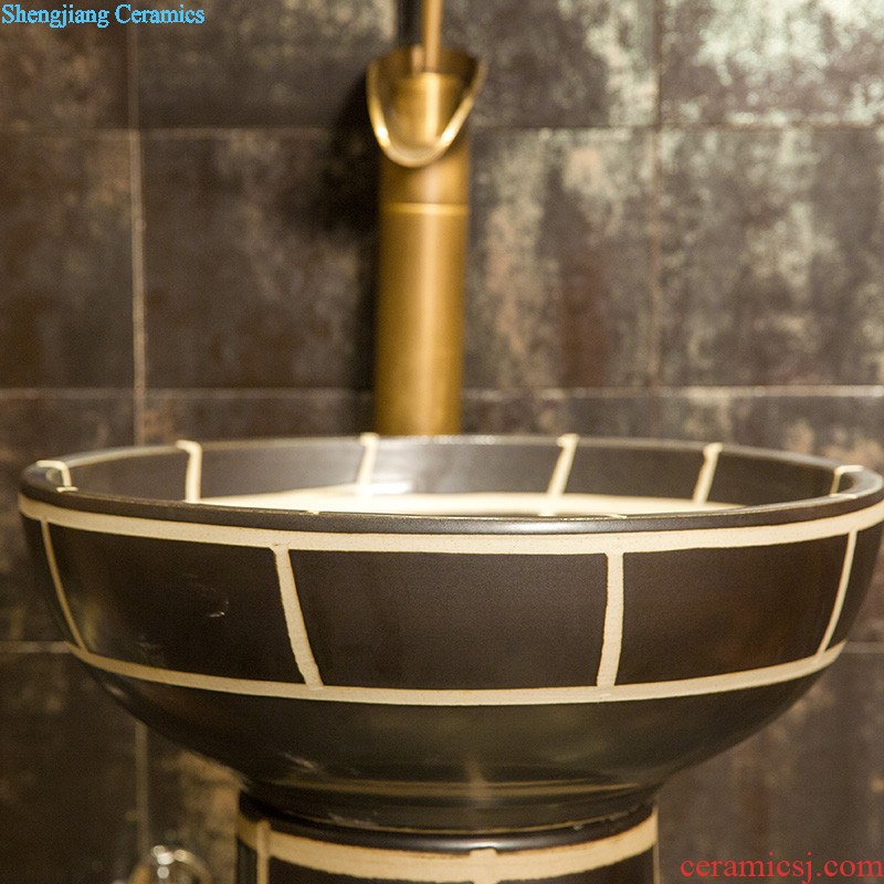 Restoring ancient ways, beautiful ceramic table basin sink art basin sinks of the basin that wash a face black gold dragon