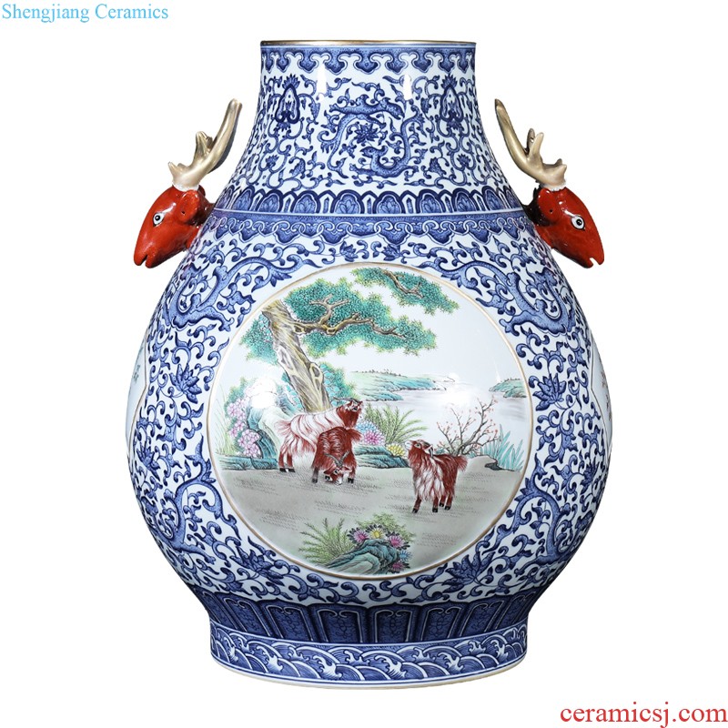 Jingdezhen ceramics hand-painted jack pastel beauty put vase new rich ancient frame of Chinese style household decorative furnishing articles