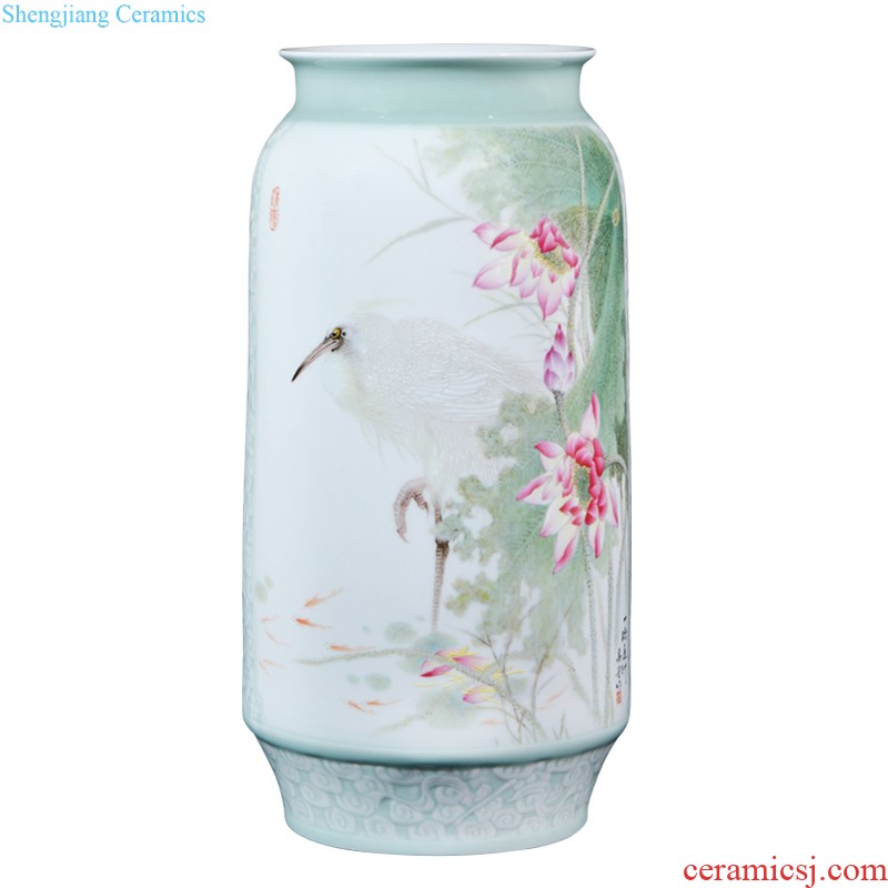 Jingdezhen ceramics hand-painted pastel of large vases, collection of TV ark sitting room adornment of Chinese style household furnishing articles