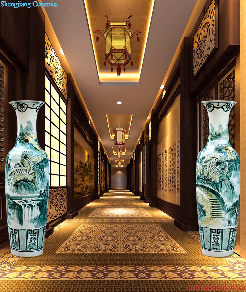 Jingdezhen ceramic floor big red golden vase modern Chinese style household hotel decoration furnishing articles large living room