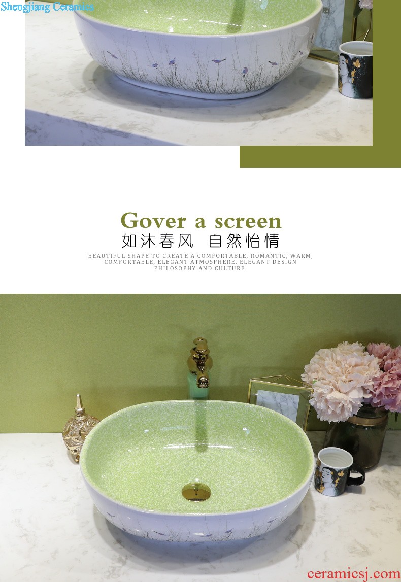 On the ceramic bowl wash gargle lavabo household elliptic green art basin bathroom sinks basin